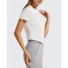 image:imageG4Free Womens Cropped Workout Tops Crewneck Short Sleeve TShirt Relaxed Fit Casual Athletic Waist Length TeesPure White