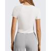 image:imageG4Free Womens Cropped Workout Tops Crewneck Short Sleeve TShirt Relaxed Fit Casual Athletic Waist Length TeesPure White