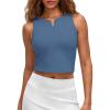 image:imageG4Free BareFeel Tennis Yoga Tank Tops Half Zip Workout Athletic Sleeveless Athleisure Tanks High Neck Gym Golf Slim FitBlue Gray
