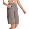 image:imageG4Free EverGoing Bermuda Shorts for Women 10  High Waisted Knee Length Athletic Casual Shorts with PocketsTaupe
