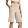 image:imageG4Free EverGoing Womens Bermuda Shorts with Pockets 10  Knee Length Athletic Casual Elastic Wasit Long ShortsLight Khaki