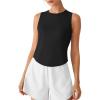image:imageG4Free High Neck Workout Tanks for Women Curved Hem Sleeveless Shirts for Casual Relaxed Fit Gym Running TopsBlack