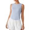 image:imageG4Free High Neck Workout Tanks for Women Curved Hem Sleeveless Shirts for Casual Relaxed Fit Gym Running TopsLight Denim
