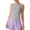 image:imageG4Free High Neck Workout Tanks for Women Curved Hem Sleeveless Shirts for Casual Relaxed Fit Gym Running TopsLight Gray