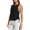 image:imageG4Free Lyocell Racerback Women Workout Tank Tops Ruch Side High Neck Muscle Tops for Gym Athletic YogaBlack