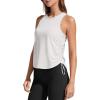 image:imageG4Free Lyocell Racerback Women Workout Tank Tops Ruch Side High Neck Muscle Tops for Gym Athletic YogaPure White