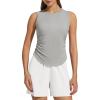 image:imageG4Free Lyocell Ruched Side Workout Tank Tops Woman High Neck Waist Length Gym Tanks Soft Relaxed Fit for TrainingLight Gray