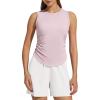 image:imageG4Free Lyocell Ruched Side Workout Tank Tops Woman High Neck Waist Length Gym Tanks Soft Relaxed Fit for TrainingLight Pink
