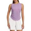 image:imageG4Free Lyocell Ruched Side Workout Tank Tops Woman High Neck Waist Length Gym Tanks Soft Relaxed Fit for TrainingLight Purple