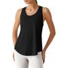 image:imageG4Free Racerback Womens Workout Tank Tops Scoop Neck Hip Length Muscle Top Soft Loose Fit for Gym Athletic TanksBlack