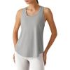 image:imageG4Free Racerback Womens Workout Tank Tops Scoop Neck Hip Length Muscle Top Soft Loose Fit for Gym Athletic TanksLight Gray
