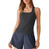 image:imageG4Free Ribbed Removable Built in Bra Workout Tank Tops Woman Racerback Square Neck Yoga Top Lightweight Athletic TanksBlack