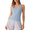 image:imageG4Free Ribbed Removable Built in Bra Workout Tank Tops Woman Racerback Square Neck Yoga Top Lightweight Athletic TanksBlue Willow
