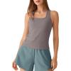 image:imageG4Free Ribbed Removable Built in Bra Workout Tank Tops Woman Racerback Square Neck Yoga Top Lightweight Athletic TanksTaupe