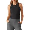 image:imageG4Free Ribbed Removable Built in Bra Workout Tank Tops for Women Soft Racerback High Neck Athletic Gym TanksBlack