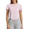 image:imageG4Free Womens Cropped Workout Tops Crewneck Short Sleeve TShirt Relaxed Fit Casual Athletic Waist Length TeesLight Pink