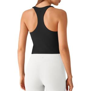 image:imageG4Free BareFeel Removable Padded Built in Bra Tank Tops Workout Racerback Yoga Tanks Athletic Gym Slim Fit TopBlack