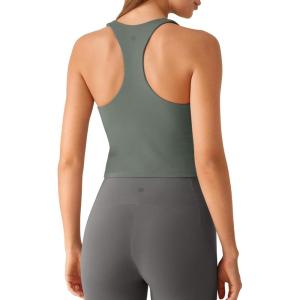 image:imageG4Free BareFeel Removable Padded Built in Bra Tank Tops Workout Racerback Yoga Tanks Athletic Gym Slim Fit TopGray Sage