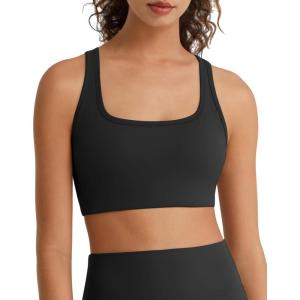image:imageG4Free BareFeel Square Neck Sports Bra Padded for Women  Strappy Y Back Crop Tank Tops Workout CamisoleBlack