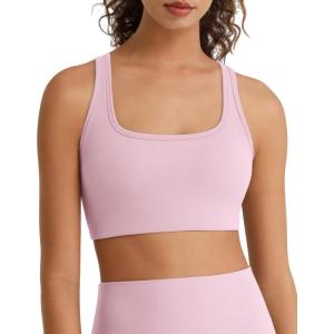 image:imageG4Free BareFeel Square Neck Sports Bra Padded for Women  Strappy Y Back Crop Tank Tops Workout CamisoleBlush