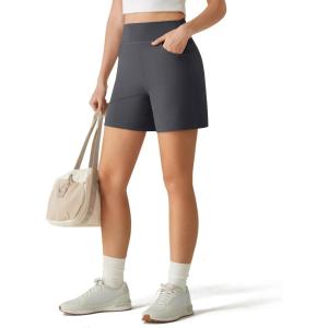 image:imageG4Free EverGoing Athletic Shorts for Women  5 High Waisted Wide Leg Casual Shorts with PocketsDark Gray