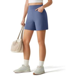 image:imageG4Free EverGoing Athletic Shorts for Women  5 High Waisted Wide Leg Casual Shorts with PocketsDenim Blue