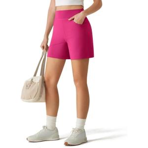 image:imageG4Free EverGoing Athletic Shorts for Women  5 High Waisted Wide Leg Casual Shorts with PocketsHot Pink