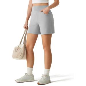 image:imageG4Free EverGoing Athletic Shorts for Women  5 High Waisted Wide Leg Casual Shorts with PocketsLight Gray