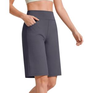 image:imageG4Free EverGoing Bermuda Shorts for Women 10  High Waisted Knee Length Athletic Casual Shorts with PocketsDark Gray