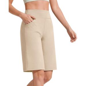 image:imageG4Free EverGoing Bermuda Shorts for Women 10  High Waisted Knee Length Athletic Casual Shorts with PocketsLight Khaki