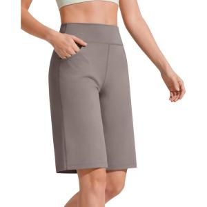 image:imageG4Free EverGoing Bermuda Shorts for Women 10  High Waisted Knee Length Athletic Casual Shorts with PocketsTaupe
