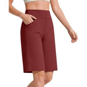 image:imageG4Free EverGoing Bermuda Shorts for Women 10  High Waisted Knee Length Athletic Casual Shorts with PocketsWine