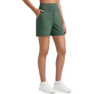 image:imageG4Free EverGoing Womens Athletic Shorts High Waisted 4  5 Running Yoga Summer Casual Shorts with PocketsDark Forest Green