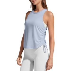 image:imageG4Free Lyocell Racerback Women Workout Tank Tops Ruch Side High Neck Muscle Tops for Gym Athletic YogaLight Denim