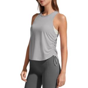 image:imageG4Free Lyocell Racerback Women Workout Tank Tops Ruch Side High Neck Muscle Tops for Gym Athletic YogaLight Gray