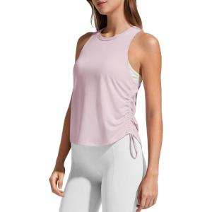 image:imageG4Free Lyocell Racerback Women Workout Tank Tops Ruch Side High Neck Muscle Tops for Gym Athletic YogaLight Pink