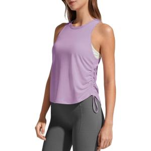 image:imageG4Free Lyocell Racerback Women Workout Tank Tops Ruch Side High Neck Muscle Tops for Gym Athletic YogaLight Purple