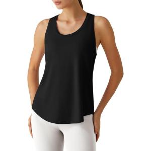 image:imageG4Free Racerback Womens Workout Tank Tops Scoop Neck Hip Length Muscle Top Soft Loose Fit for Gym Athletic TanksBlack