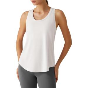 image:imageG4Free Racerback Womens Workout Tank Tops Scoop Neck Hip Length Muscle Top Soft Loose Fit for Gym Athletic TanksPure White