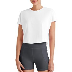 image:imageG4Free Skimetic Womens Workout Tops Batwing Sleeve Tees Loose Fit Athletic Gym Shirts Basic Yoga Tshirts Casual SummerWhite