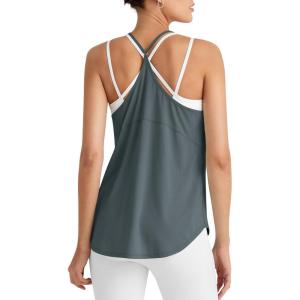 image:imageG4Free Workout Athletic Tank Tops for Women Racerback Lightweight Gym Pilates YBack Loose Fit Running Tanks TopGray Blue