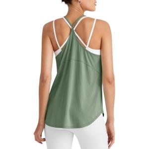 image:imageG4Free Workout Athletic Tank Tops for Women Racerback Lightweight Gym Pilates YBack Loose Fit Running Tanks TopGreen Gray