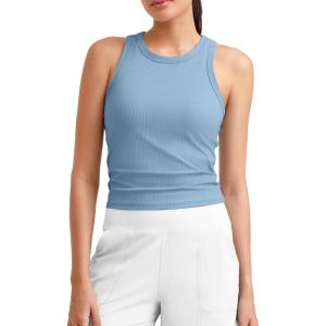 image:imageG4Free Workout Tank Tops for Women Slim Fitted Racerback Ribbed Athletic Gym Yoga Tanks Summer CasualDusty Blue