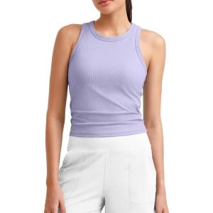 image:imageG4Free Workout Tank Tops for Women Slim Fitted Racerback Ribbed Athletic Gym Yoga Tanks Summer CasualLavender