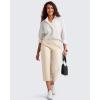 image:imageG4Free BareFeel High Stretch Capri Yoga Pants for Women Soft Wide Leg Pants High Waist Casual Capris with Pockets 212325Light Khaki