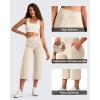 image:imageG4Free BareFeel High Stretch Capri Yoga Pants for Women Soft Wide Leg Pants High Waist Casual Capris with Pockets 212325Light Khaki