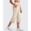 image:imageG4Free BareFeel High Stretch Capri Yoga Pants for Women Soft Wide Leg Pants High Waist Casual Capris with Pockets 212325Light Khaki