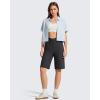 image:imageG4Free Ribbed Bermuda Shorts for Women 10 High Waisted Crossover Shorts with Pockets for Workout Casual SummerBlack