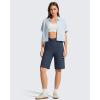 image:imageG4Free Ribbed Bermuda Shorts for Women 10 High Waisted Crossover Shorts with Pockets for Workout Casual SummerDark Navy