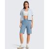 image:imageG4Free Ribbed Bermuda Shorts for Women 10 High Waisted Crossover Shorts with Pockets for Workout Casual SummerDusty Blue